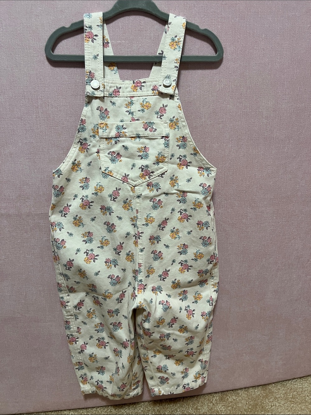 Zara Baby Long Floral Overalls Ecru Floral 2Y 24M